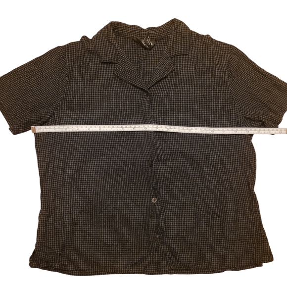 3/$30 Style & Co Black & White Checked Flowy Button Down Blouse T-Shirt, Size 8 - Picture 8 of 9